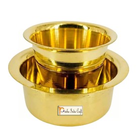 Prisha India Craft Brass Dawara Tumbler| Dabara|Tumbler for Serving Filter Coffee/Tea, Golden Color Cup Set
