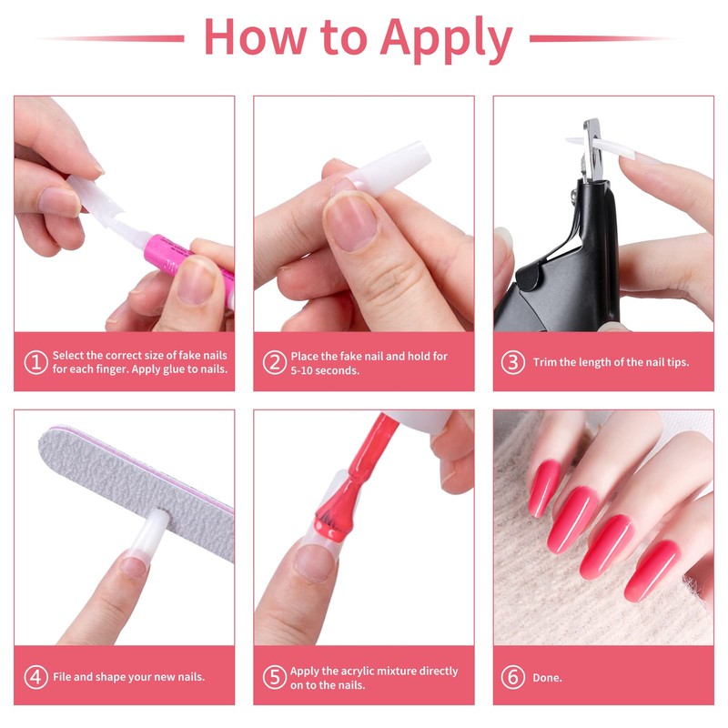 500 x False Nail Tips, Artificial Nails, Transparent Acrylic Fake