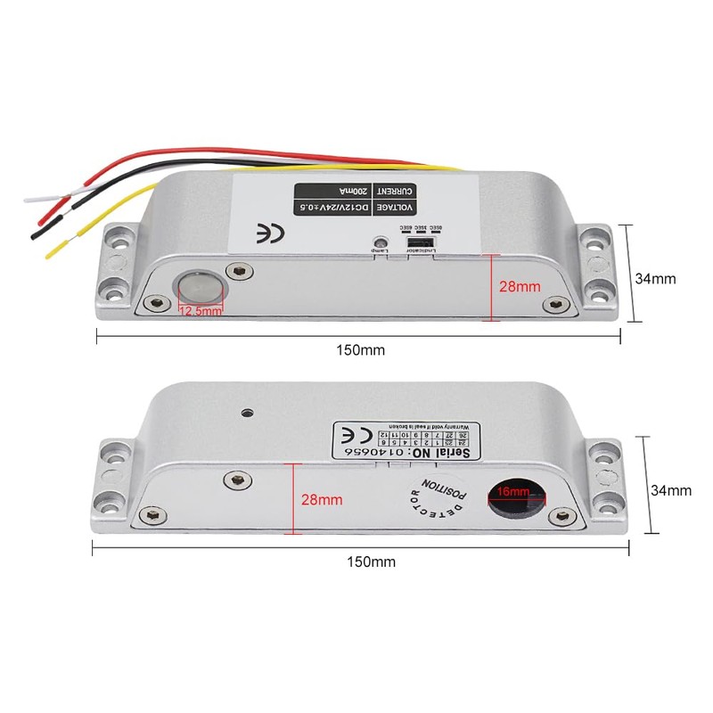 ReaIOKbii Electric Drop Bolt Lock, DC 12V, Fail Safe NC