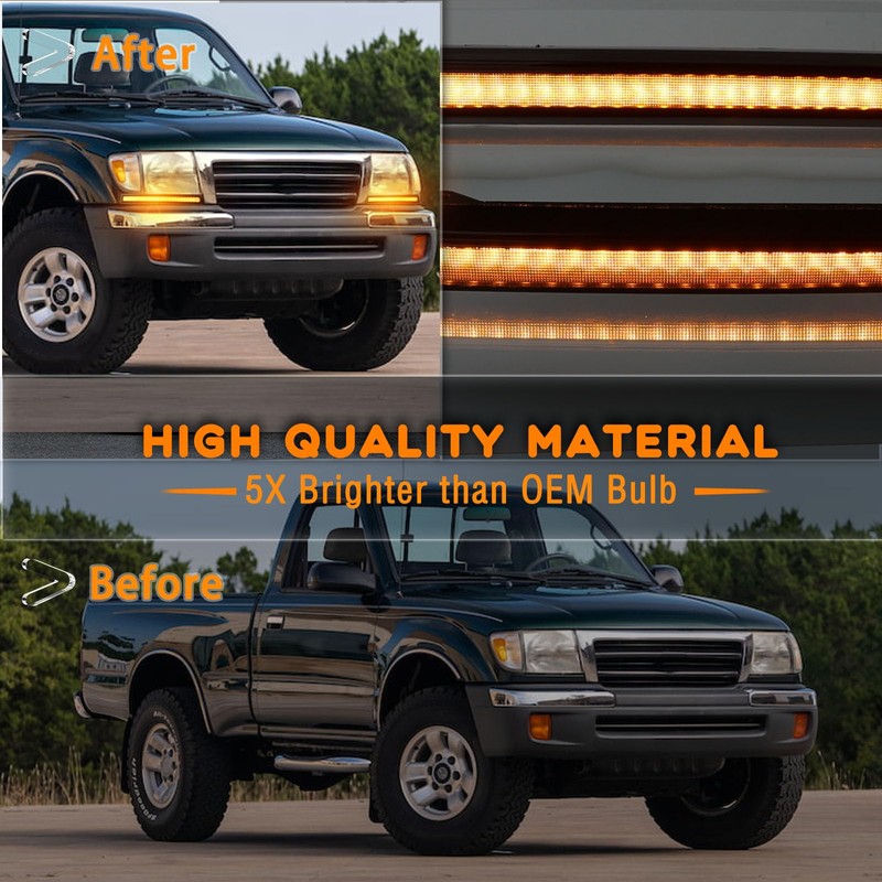 ZDEERAOTO LED Front Bumper Fog Light DRL Amber Sequential Turn
