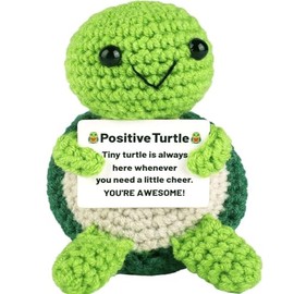 SOMUSICTY Crochet Turtle Positive Crochet Animals with Emotional Support Card Turtle Gifts for Women Emotional Support Crochet for Kids Women Men Age 3+