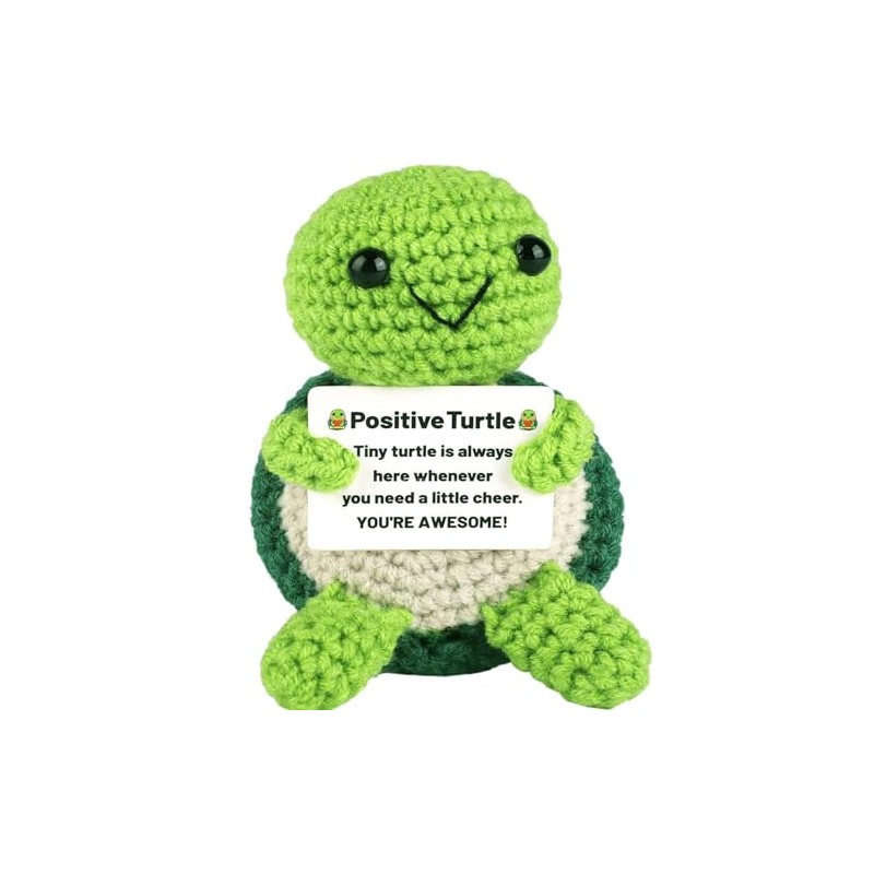 SOMUSICTY Crochet Turtle Positive Crochet Animals with Emotional Support Card