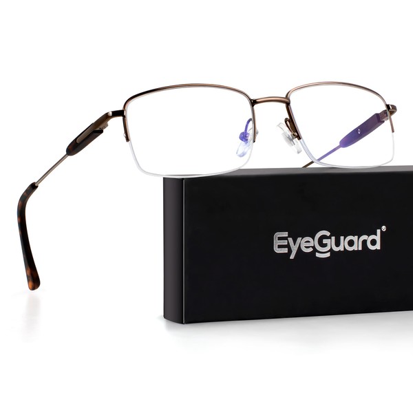 EYEGUARD Blue Light Blocking Reading Glasses for Men,Executive Style Half
