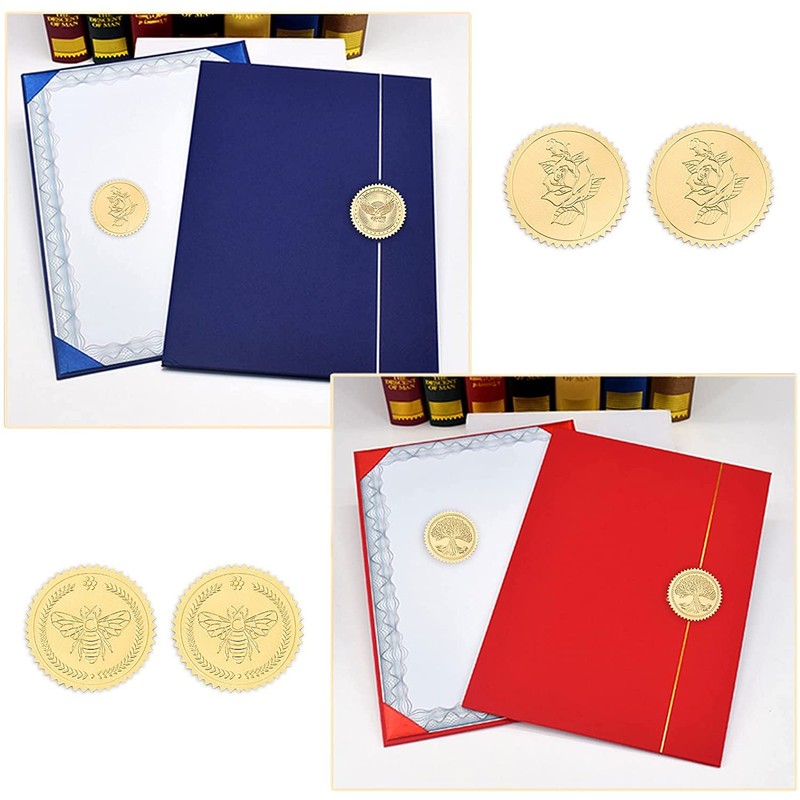 CRASPIRE Graduation Cap Gold Certificate Seals Diploma Embossed Foil Stickers