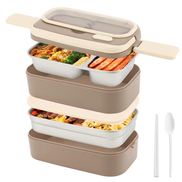 MEKOTRIN Lunch Box, Stackable 2 Layer Box for Men Women,