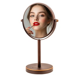 OVENTE 6'' Tabletop Makeup Mirror with 1X/7X Magnification, 360° Swivel Design, Double-Sided Free-Standing Vanity Mirror Perfect for Dresser, Bedroom and Office Desk, Antique Bronze MNLT60ABZ1X7X