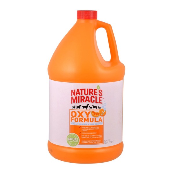 Nature’s Miracle Dog Stain And Odor Remover, Oxy Formula, With Fresh Orange Scent, 1 Gallon