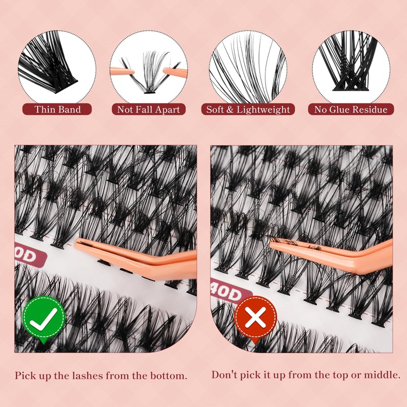 Higu clace Eyelash Extensions, 280 Pieces, 30D + 40D +