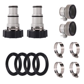 Lyreh 4pcs Pool Hose Adapter Kit with Clamp Washer, Type A & B Conversion Connector (1.5" to 1.25") for Intex Threaded Connection Filter Pumps Hoses, Above Ground Pool Replacement Accessories Part