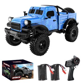 Hylukon 1:18 Scale All Terrain Remote Control Car, 2.4 GHz 4WD RC Rock Crawler with LED Lights, 12KPH Off-Road Pickup Truck Vehicle Toys RTR Gift for Kids Adults