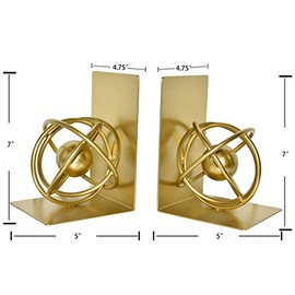Sujetalibros decorativos modernos de metal dorado para estantes, diseño redondo para sujetalibros para oficina en casa