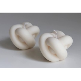 Brighter Sky Knot Candle, Set of 2, All Natural Premium Soy and Palm Wax, Shaped Candles, Trendy Room Decor, Aesthetic Candles, French Vanilla, Danish Pastel Room Decor, Gift for Her (White+White)