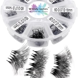 Ready-to-Use Fan Eyelashes, Fan Eyelashes, 8D, Pack of 500, 13-20 mm, C Curl, 0.07 mm, Premade Volume, Fans Eyelashes, Fans, Ready-to-Use Fan Eyelash Extension (500-8D-0,07-C-13-20)