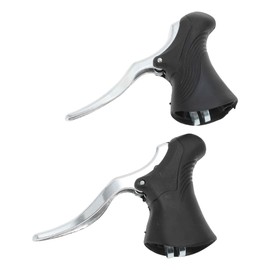 BULLSPANN Universal Brake Levers Aluminum Alloy Bicycle Road Mountain Bike Silver Tone Black Pair