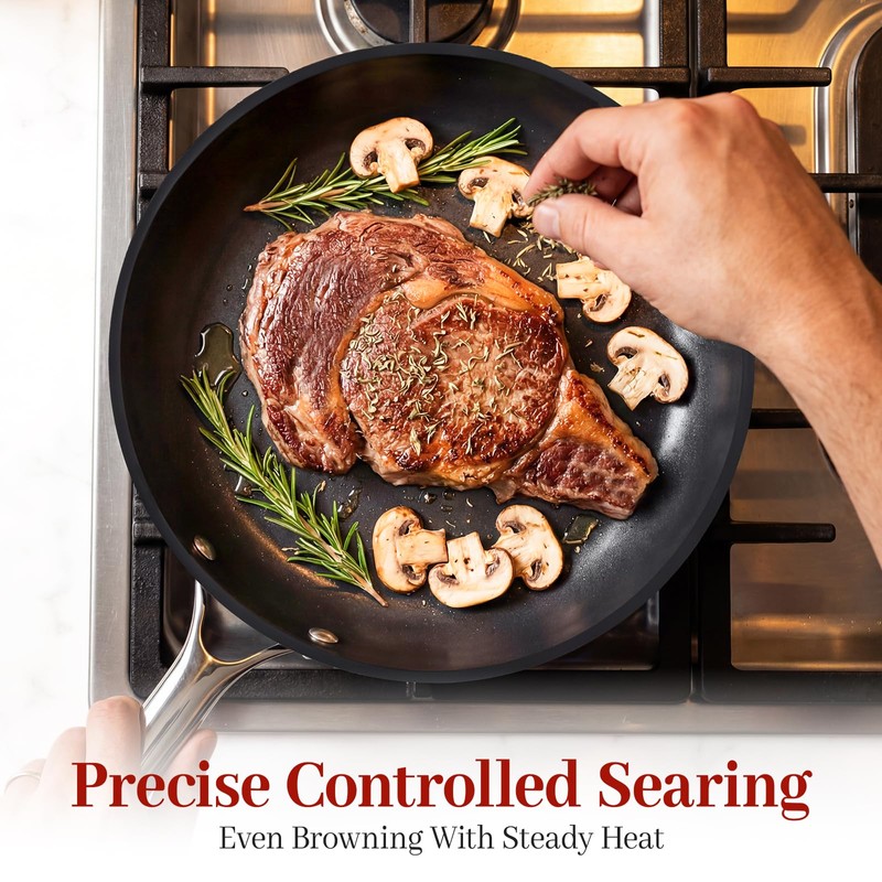 Carbon Steel Frying Pan 12" - Pre-Seasoned Carbon Steel Skillet,