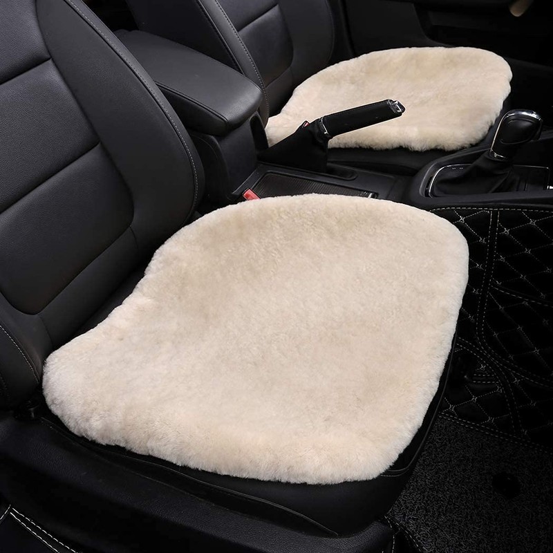 OGLAND Fluffy Genuine Sheepskin Car Seat Cover for Auto Fuzzy