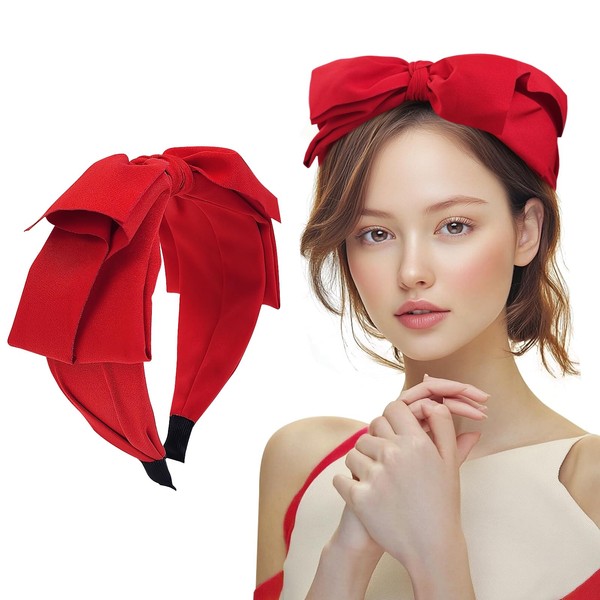 HFZRZFH Red Big Bow Headband for Women - Stylish Knotted