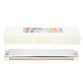Professional Mouthorgan Harmonica Diatonic Harp C Key Stainless Steel Cover Plate 24‑HoleWhite
