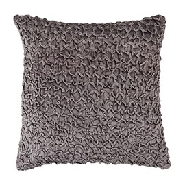 SARO LIFESTYLE Smocked Velvet Throw Pillow with Down Filling, Slate, 20"