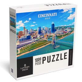 Cincinnati, Ohio, Lithograph City Series (1000 Piece Puzzle, Challenging Jigsaw Puzzle for Adults, Made in USA)