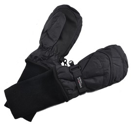 SnowStoppers Kids Waterproof Long Cuff Winter Mittens (Large (4-8 years), Black)