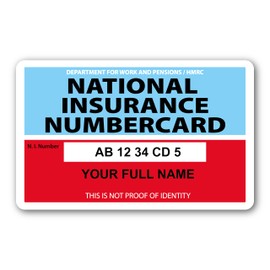 Custom Printed Replacement National Insurance Number Card Hard Plastic Card
