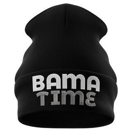 Bama Time Beanie Hat for Men, Alabama Football Hat, Fully Embroidered Hat, Alabama Gifts Black