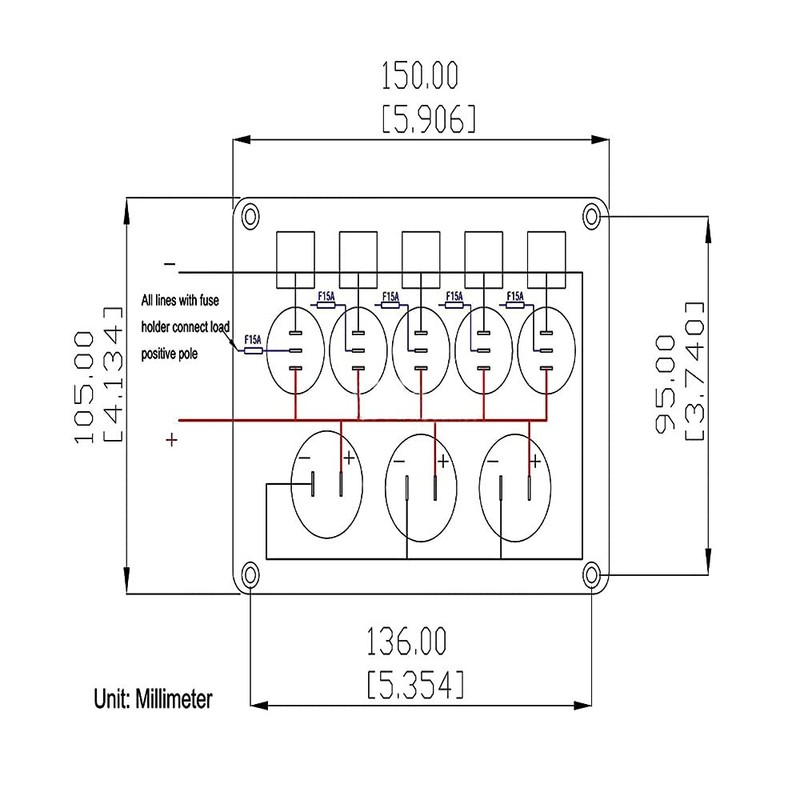 5 Gang Switch Panel, Litesort 12V 24V Inline Fuse Box