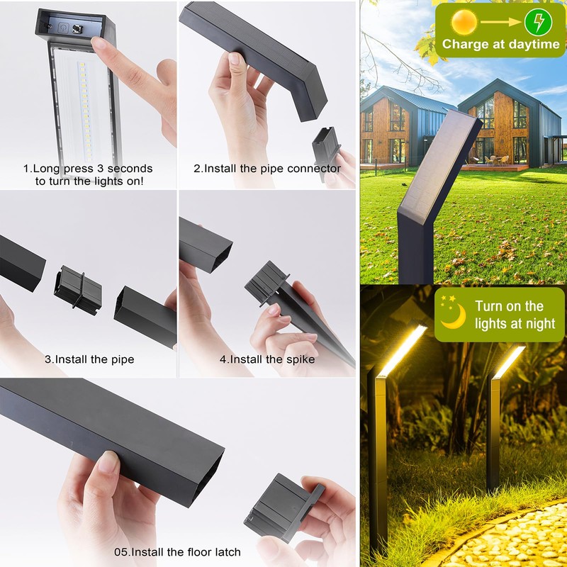 MOLEBIT Solar Outdoor Pathway Lights - IP65 Waterproof Landscape Lights