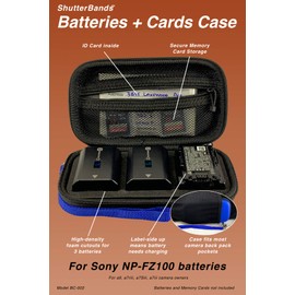Batteries + Cards Case Compatible with Sony NP-FZ100 Batteries (Grey)