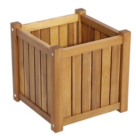 VICTORY RELAX Acacia Wood Planter Box, Durable Square Small Planter Pot, 14 Inches Wooden Flower Box for Garden, Farm Wooden Storage Box for Indoor Outdoor