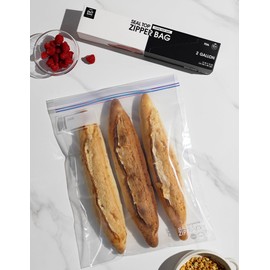 2 Pack 50 Count 2 Gallon Double Zipper Food Storage Bags, 2.5 Mils, BPA-Free, Clear Jumbo Size- 100 Bags Total