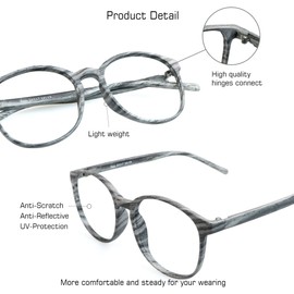 VisionGlobal Blue Light Blocking Glasses for Women/Men, Anti Eyestrain, Computer Reading, TV Glasses, Stylish Oval Frame, Anti Glare(Wood,+0.50 Magnification)