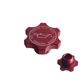 DEWHEL Aluminum Engine Oil Filler Cap W/O-ring Compatible with Chrysler Dodge Jeep Ram Mitsubishi Mini 1993-2020 Ref.Number 10111 MO111 31118, 80990 80984 53013775AB Red