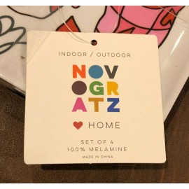 NOVOGRATZ GNOME COUPLE "LOVE" SET OF 4 MELAMINE 6" PLATES