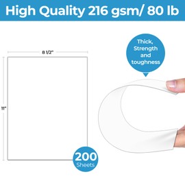 200 Sheets White Cardstock Paper - Ohuhu 8.5 x 11 Card Stock Printer Paper for DIY Making Cards Invitations Office Printing Paper Crafting Crafts - 80 lb