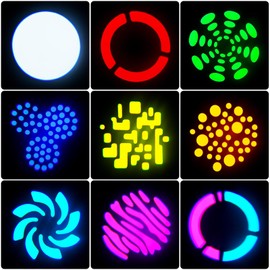 U`King DJ Lights Moving Head 8 Color 8 GOBO Stage Lighting LED Spotlight by DMX and Sound Activated Control for Wedding DJ Disco Parties Church Live Show Bar (White-1 Piece)