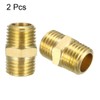 sourcing map Brass Pipe Fitting, Hex Nipple, 1/4" NPT x