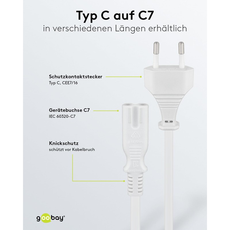 Goobay 51326 Euro Connection Cable White