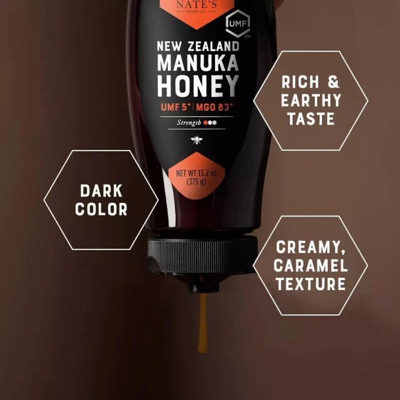 Nature Nate's ManukaHoney 2X Nate's Raw New Zealand MGO83+ UMF