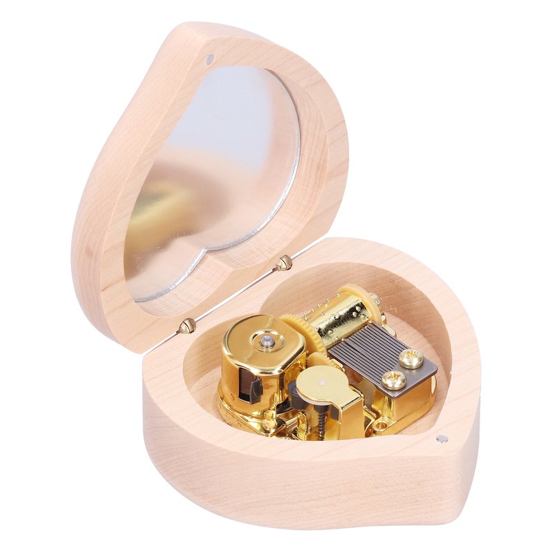 Wood Heart Shape Music Box Musical Box for Birthday Christmas
