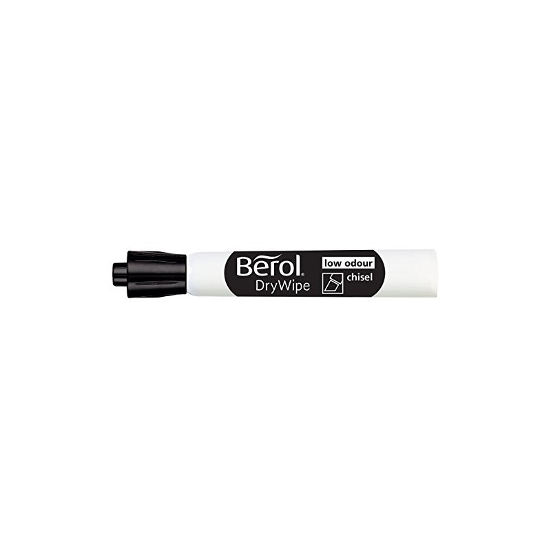 Berol Dry Wipe Chisel Tip Whiteboard Marker - Black (Pack