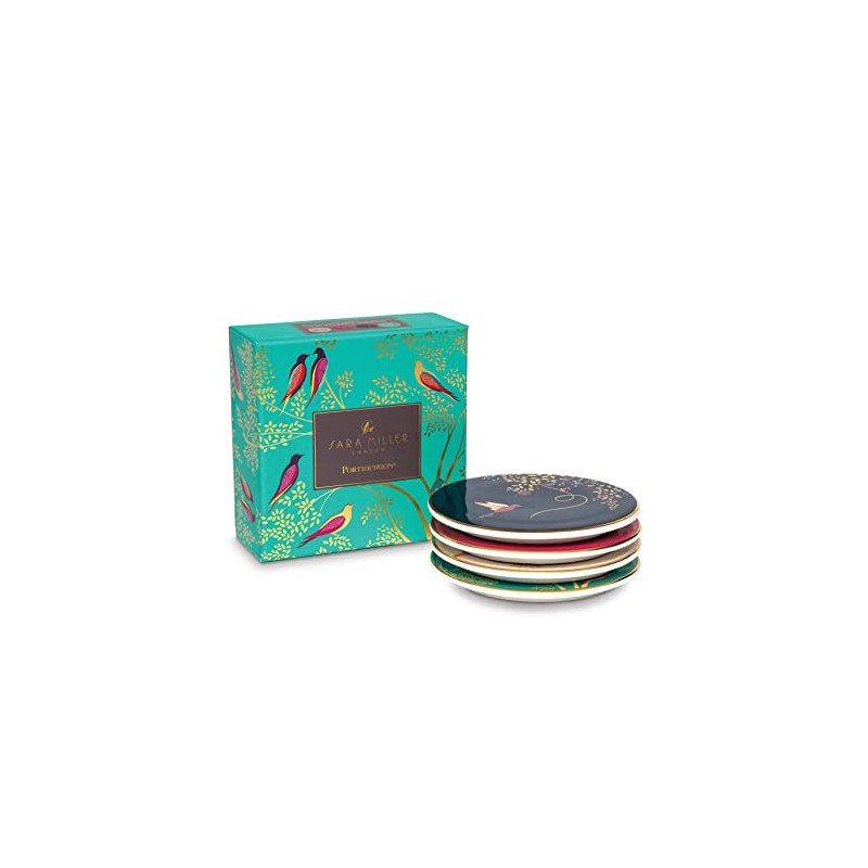 Sara Miller London Set of 4 Ceramic Coasters Gift Boxed,