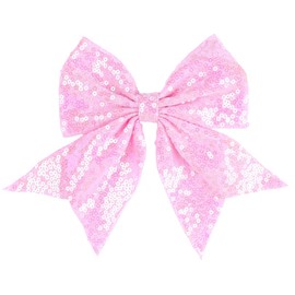 Lofruiin Sparkly Sequins Big Bow Hair Clip Large Cheerleading Bow with Alligator Clip, Glitter Hair Accessories for Girls, Women, Teens (Pink)
