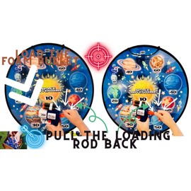 eMart4U Kids Dart Game Set Large Wall Hanging Target Shooting Game with 22pcs/Set with Foam Bullets, Plastic Darts, Belvor Balls and 1 Compact Gun - Great for Boys and Girls Diameter 29" (Blue)