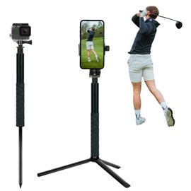 Golf Tripod and Monopod Selfie Stick with Ground Spike Stake, Golf Swing Analyzer Phone Holder, Golf Tripod Phone Holder Stake Stick for Recording Golf Swing, Phone Tripod for Golf Swing Training Aid