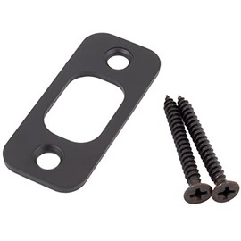 Round Corner Deadbolt Strike Plate, 1" x 2-1/4", 1-5/8" Center-to-Center, Matte Black by Stone Harbor Hardware