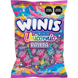 Winis Unicornio Paleta de 7 g. Bolsa con 40 pzas