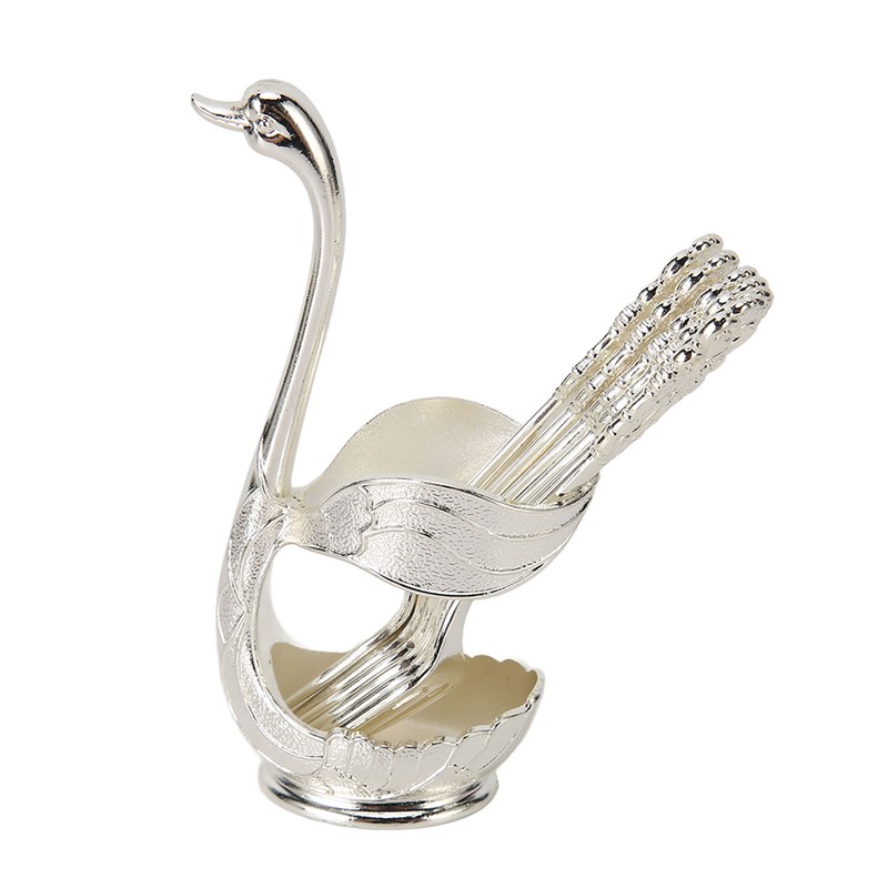 Swan Base Holder Forks Set Aluminum Silver Fashion Rustproof Decorative