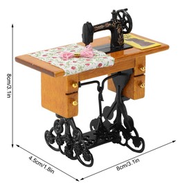 Yunxwd Dollhouse Sewing Machine, Mini Sewing Machine, Mini Dollhouse Furniture, Mechanical Music Box for Collection, Anniversary, Birthday Gift, 1:12 Furniture, Dollhouse Decoration